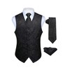 Enlision Mens Black Paisley Vest Classic Floral Jacquard Vests and