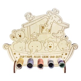 Noah's Ark Wooden Christening Gift 15.5 x 16.2 cm Christening Gift Girls Christening Gifts Boys for Unisex, Christening