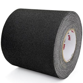 S&X Anti Slip Tape 6 Inch x 60 FT Roll, Ultimate Non-Slip Skid Grip Tape for Outdoor Stair Treads, Wooden Steps & Exterior Grips, Black, Grit 60, Waterproof, Extra-Durable, Long-Lasting Tread Strips