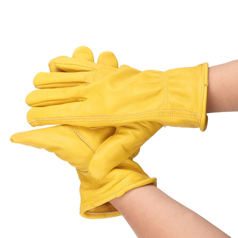 Garden Cowhide Gloves Wear Resistance Full Finger Leather Gloves for