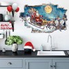 LHIUEM 3D Christmas Wall Decals Santa Claus Reindeer Eve Wall