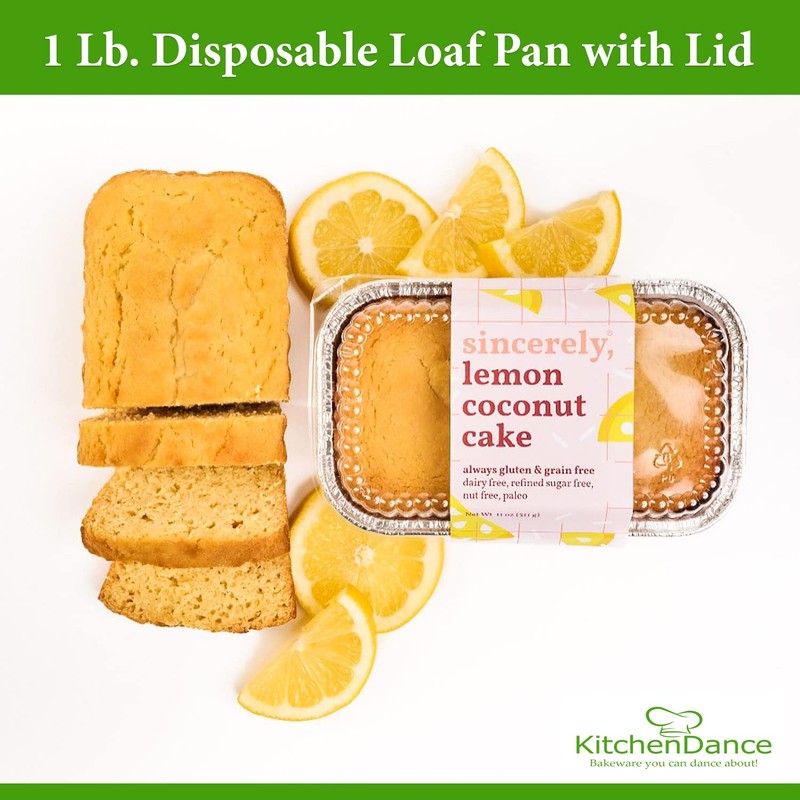 KitchenDance Disposable Aluminum 1 Lb Mini Loaf Pan with Clear