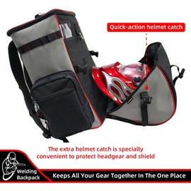 MELOTOUGH Welding Tool Backpack for Tools and Helmet Extreme Gear Pack with Helmet Catch Including Lunch Box