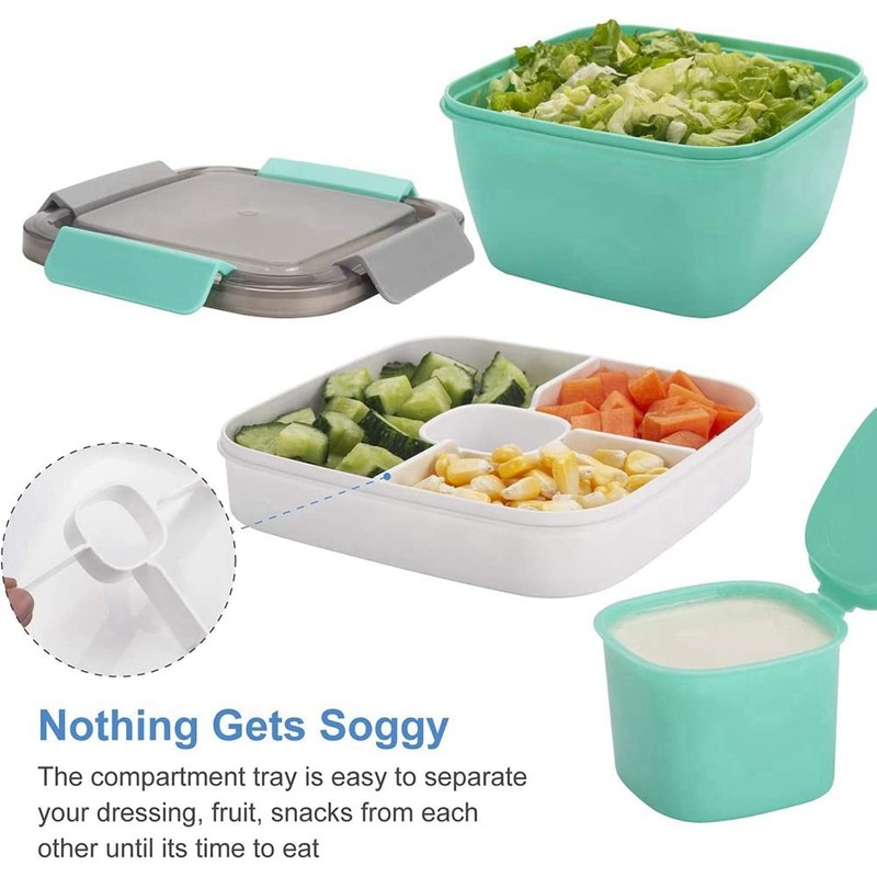 Zicojia Lunch Container to Go, 1500Ml Salad Bowls with 3