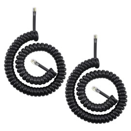 BlingKingdom 2 PCS Phone Handset Cable Telephone Handset Cord 10 Feet Uncoiled Handset Cable Universally Compatible with RJ9/RJ10/RJ22 (Black)