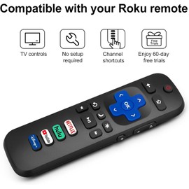 ushemi (Pack of 2) Replacement Remote Control Only for All Roku TV, Compatible for TCL Roku/Hisense Roku/Onn Roku Series Smart TVs (Not for Roku Stick and Box)