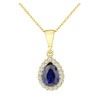 Old English Jewellers 9ct Yellow Gold Sapphire Teardrop Pendant Necklace