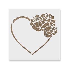 Stencil Revolution Heart with Roses Stencil - Durable & Reusable Mylar Stencils - 8"x8"