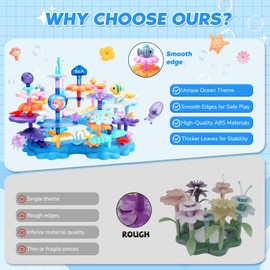 INKLAB Birthday Gifts for 3 4 5 6 7 Years Old Toddlers Girls Boys - 76PCS Marine Life Building Stacking Toys | STEM Preschool Educational Pretend Play | Learning Toys for Kids Age 3+