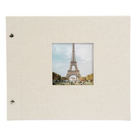 Goldbuch Bella Vista 26723 Screw-In Photo Album 30 x 25 cm 40 Black Pages with Glassine Dividers Expandable Album Canvas Photo Book Sand Grey