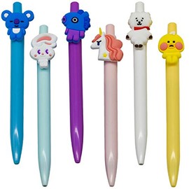 Maydahui 12PCS Cute Cartoon Animal Rollerball Pen Retractable Black Ink Pens Unicorn Chicken Rabbit Koala Sheep Horse Style Design for Office School Supplies