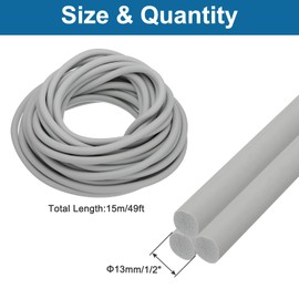 PATIKIL 49Ft Backer Rod 1/2 Inch EPDM Rubber Caulk Saver Concrete Expansion Joint Concrete Expansion Filler Weather Strip Seal for Gaps and Joints, Gray