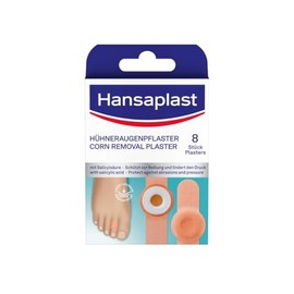 Hansaplast Corn Plasters (1 x 8 Pieces) Salicylic Acid Corn Removal Plasters Pain Relieving Foot Plasters with Secure Grip