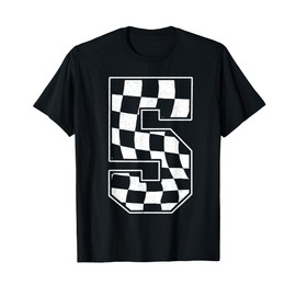 Birthday Boy 5th Race Car Checkered Flag 5 Racing Party Kids T-Shirt