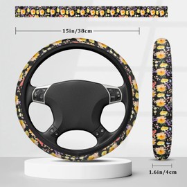 Wildflower Car Steering Wheel Cover, Non-Slip Breathable Steering Wheel for Women Men, Car Accessories Universal Fit 14.5-15.5 Inch Steering Wheel Covers