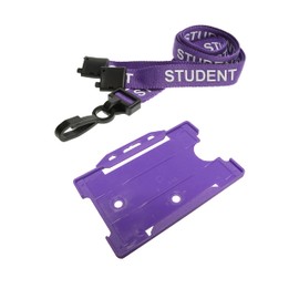 Customcard ltd Student Lanyard Neck Strap Purple with Purple ID Card Holder