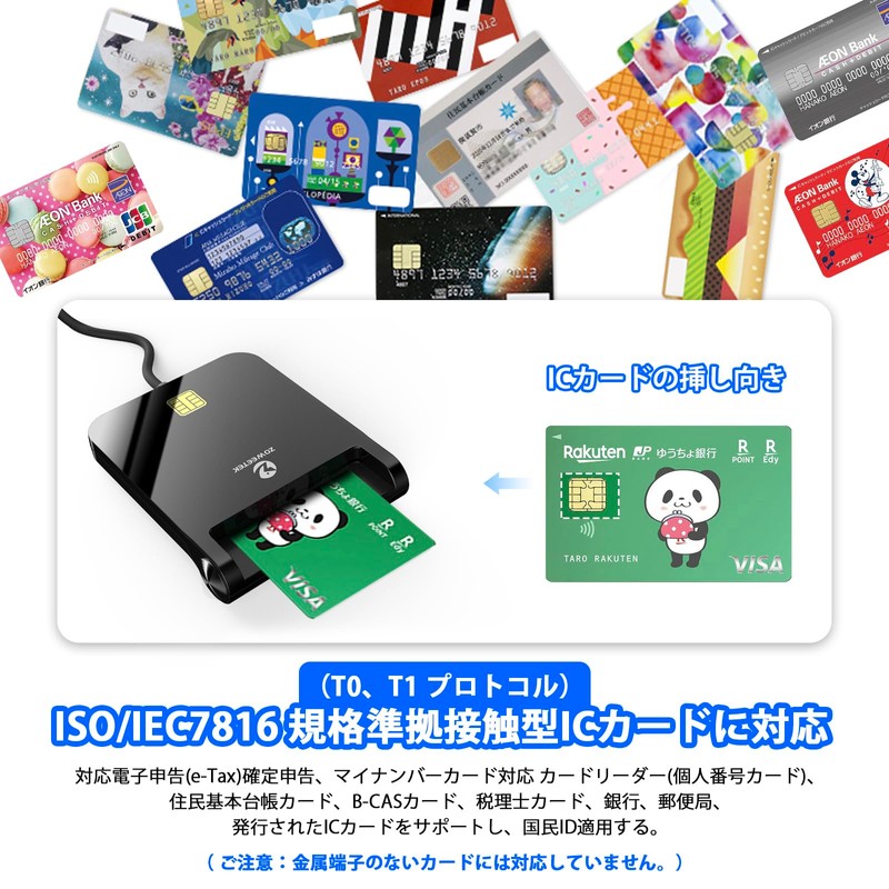 ZOWEETEK IC Card Reader, My Number Compatible, E-Tax Confirmation Declaration,