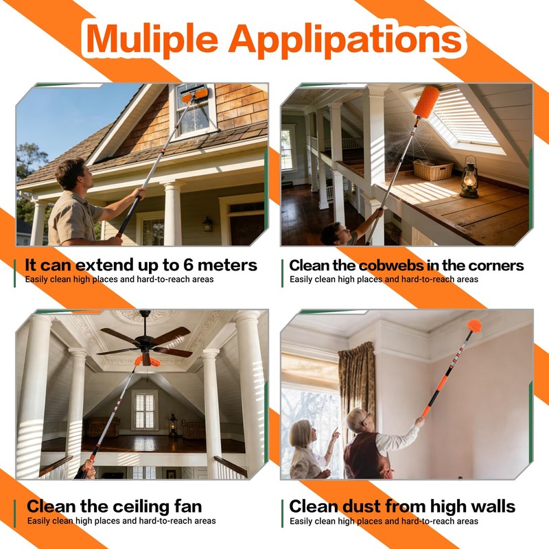 26FT High Reach Duster Cleaning Kit with 5-20 FTExtension Pole,