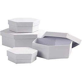 Hexagonal Boxes, D: 6,5+8+10+12 cm, 4 asstd