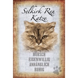 Ontrada Holzschild 20x30cm Selkirk Rex Katze ruhig Geschenk Holz Schild