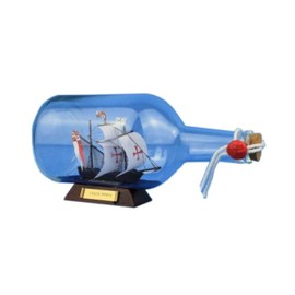 Hampton Nautical Santa Maria Ship in a Bottle, 9" , Brown