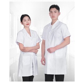 Youngfull Short Sleeve Medical Exam Clothes, Medical Lab Coat, Training and Experiment Coat, Short Sleeve Doctor Coat, Three Pockets, White Coat, Women's, Men's, Short Sleeve, Medical Nurses, Nurses,