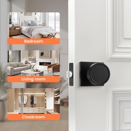 Haidms Black Interior Door Knobs, Zinc-Alloy Heavy Duty Round Matte Black Privacy Door Knobs Interior for Bedroom Modern Bathroom Door Lock Bulk(3 Pack)