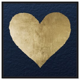 The Oliver Gal Artist Co. Fashion and Glam Wall Art Canvas Prints 'Ever After Blue' Hearts Home Décor, 24 in x 24 in, Black Frame