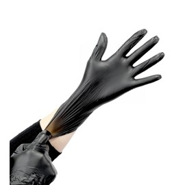 King Midas Empire Nitrile Gloves- Box of 100, Barber Gloves, Powder Free, Heavy Duty, Latex Free, Stretchable (Black, XL)