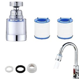 360 ° Rotating Bathroom Faucet Filter with 2 Filter Elements, Remove Heavy Metals and Hard Water Sink Water Faucet Filter for Kitchen and Bathroom