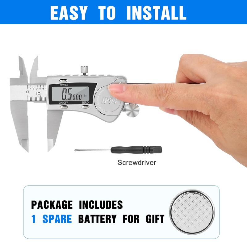 Digital Caliper, Adoric Caliper Measuring Tool 0-6" Stainless Steel Vernier