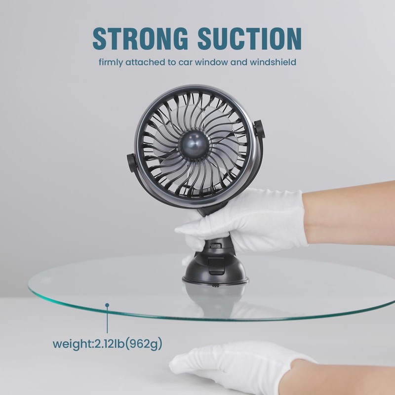 Portable Car Fan with Strong Suction and 4 Speeds,USB Dashboard
