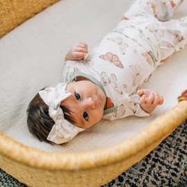 Copper Pearl Baby Stretchy Soft Knit Headband Bow Luna