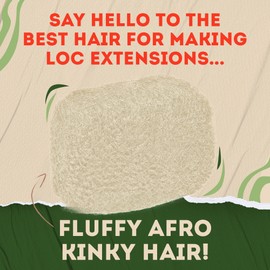 Locsanity Afro Kinky 100% Bulk Natural Human Hair - Braiding Hair for Dreadlocks, Loc Repair, Dreadlock Extensions, Twists, Braids - 16 Inches Long, 1 Oz