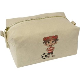 'Football Player Girl' Canvas Wash Bag/Makeup Case (CS00041932)