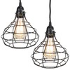 Rustic State Industrial Cage Pendant Light with 15' Black Fabric