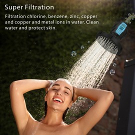 Juego de Cabezal de Ducha con Filtro de Alta Presión, Filtro de Ducha tipo lluvia Eolax de 6 Pulgadas para Agua Dura, Cabezal de Ducha Redondo Universal, Negro