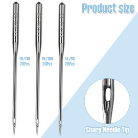 60PCS Heavy Duty Sewing Machine Needles - Sizes 90/14 100/16 110/18 Universal Sewing Machine Needle for Thick Fabric Including Canvas Leather Embroidery Jeans
