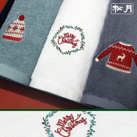 Songwol Towel [Songwol] Christmas Winter Day 1 sheet, dark blue (sweater) / 송월타올 [송월] 크리스마스 윈터데이 1매, 다크블루(스웨터)