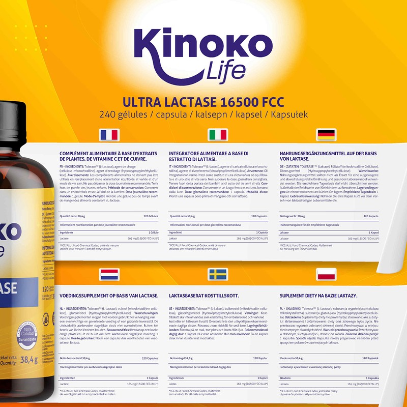 Ultra Lactase 16500 FCC, Fast Effect, High Bioavailability, Lactose Tablet,