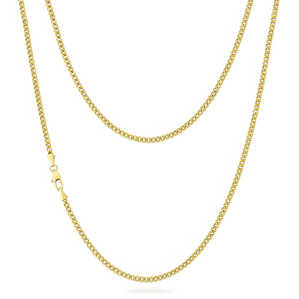 KRKC Real 14K Gold Filled Chain, Flat Diamond-Cut Miami Cuban