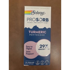 Soloray Prosorb Turmeric Phytosome 29X Absorption 30 Veg Caps Curcumin
