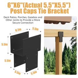 tonchean 2 Pack Heavy Duty Post Caps Tie Brackets 6"x6" (Actual 5.5"x5.5") Stainless Steel Wood Beam Support Bracket, Fit Connecting Deck Patio Post and Wood Beams Bracket