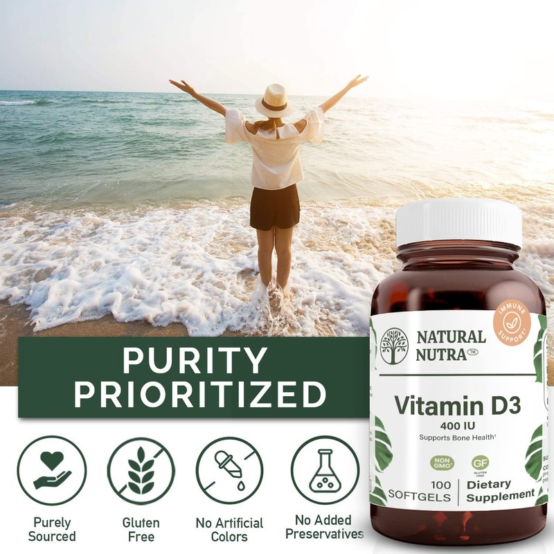 Natural Nutra 100 Vitamin D3 400 IU Softgels - VIT
