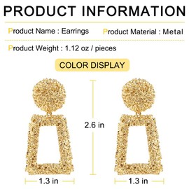 Geometric Earrings, Dangle Earrings Women, Large Square Earrings, Trendy Earrings, Large Hanging Earrings for Women, Fashion Jewellery, Gift for Women, Zinc, No Gemstone