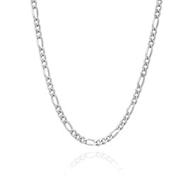 5mm Silver Figaro Chain Necklace for Men Womens Necklace Chains Stainless Steel Chains for Men and Women Mens Chain 18-26 Inch, 25.6, Stainless Steel, No Gemstone