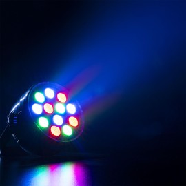 Fuzzix PLF12 LED Par Can Light with DMX, 12x 2W RGB LEDs, IR Remote, Sound Activated, Stand-Alone & Master/Slave Modes, Professional Disco Party Light, LED DJ Light for Stage & Events