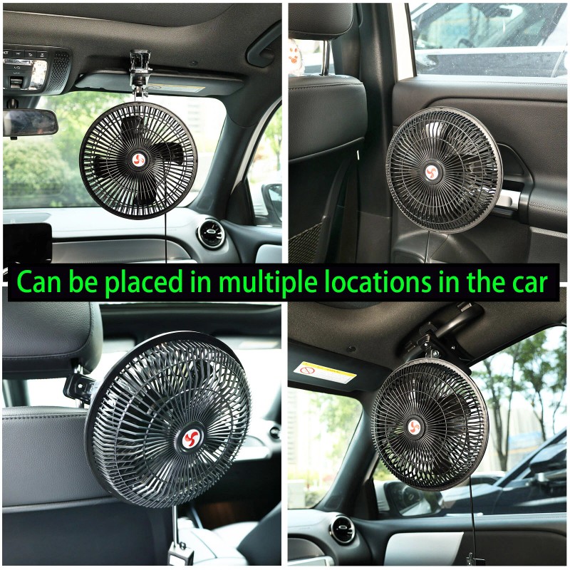 XUKEY 8inch 24V Car Oscillating Clip On Fan Rotatable Cooler