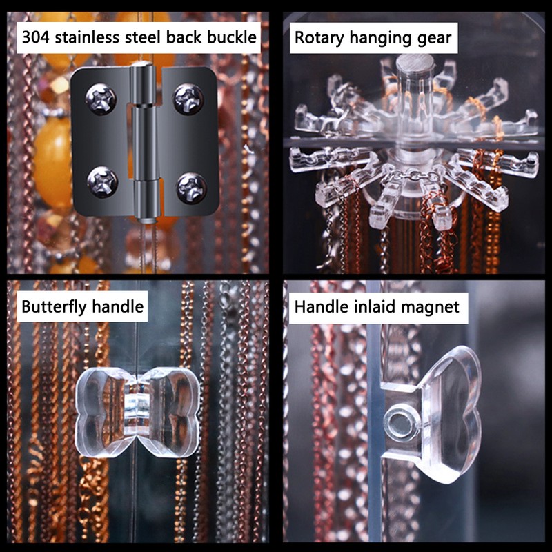 Acrylic Necklace Holder with 24 Hooks Clear Necklace Organizer Dustproof