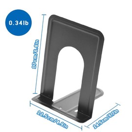 Frokom Sujetalibros de Metal, 6 Piezas Extremos para Oficina para Sostener, Sostenedor de Libros, Sujetalibros, Extremos de Libros para Estantes de Pesados Libros, Antideslizante (Negro)